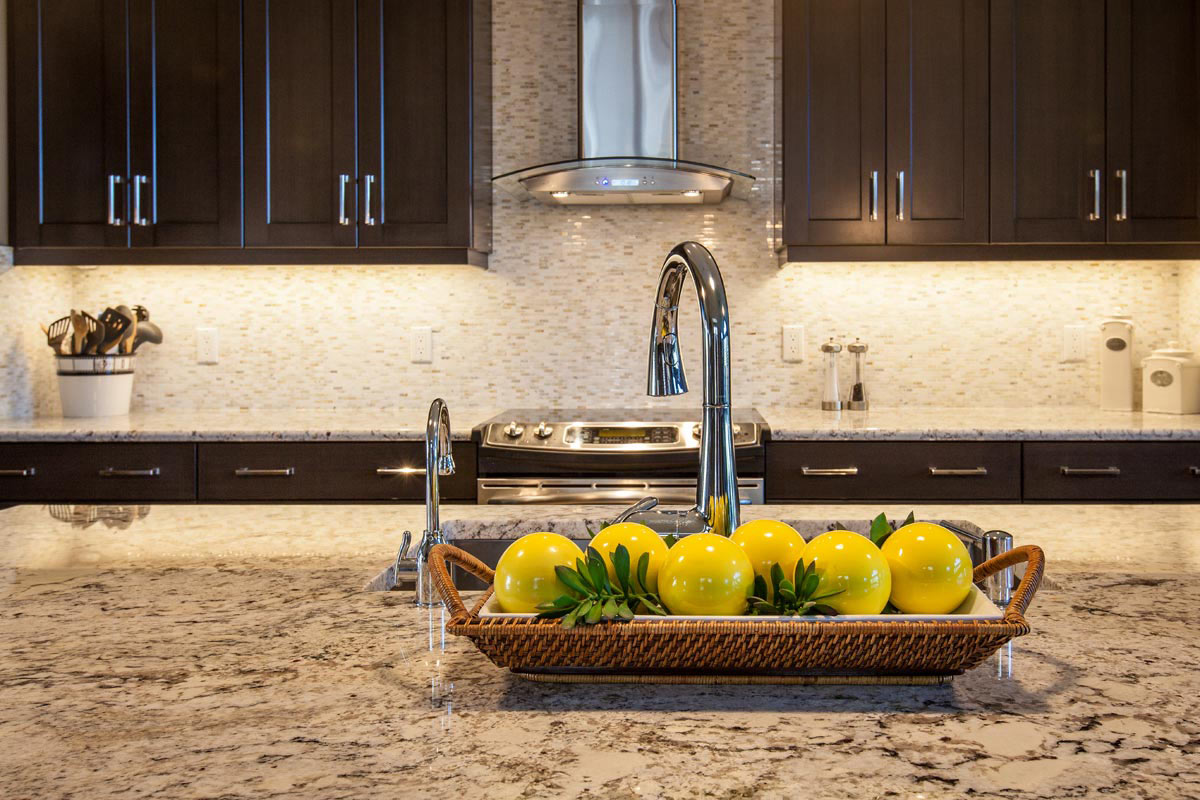 Granite counter and island seating