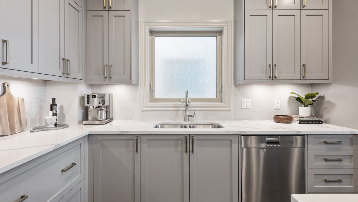 Grey shaker kitchen wide view