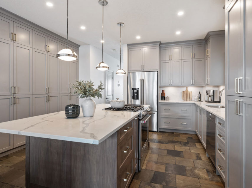 Open-plan living beside the kitchen